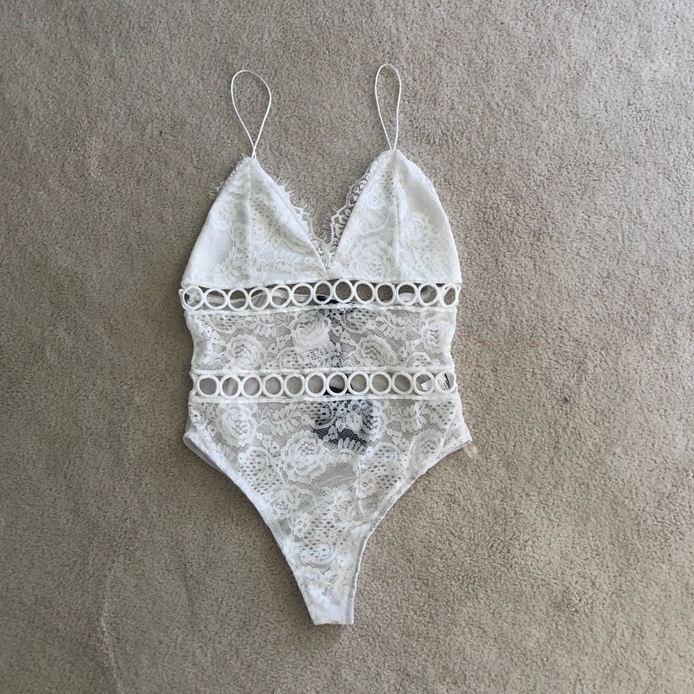 White Lace bodysuit Teddy mesh